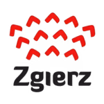 Logo miasta Zgierz z czerwonym symbolem